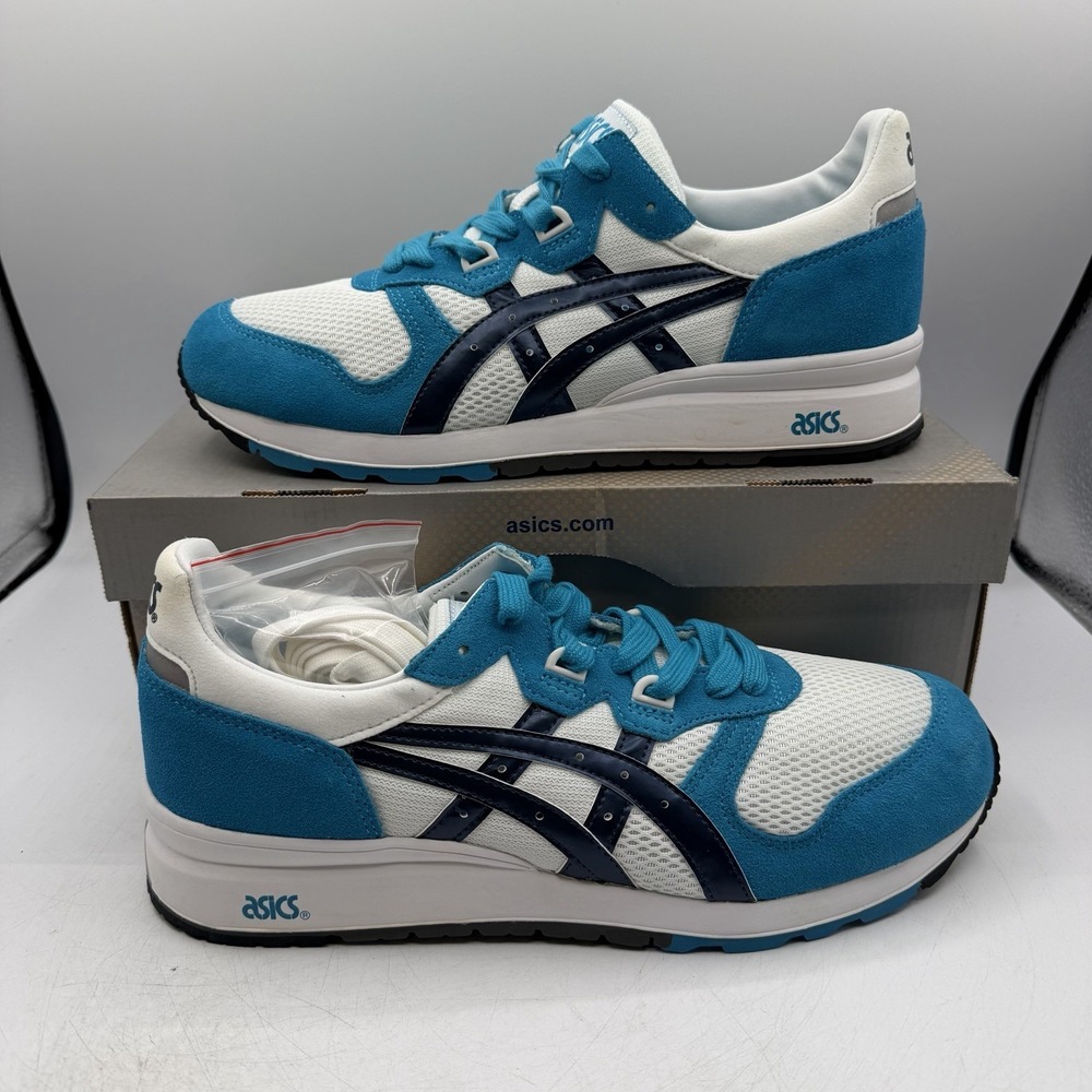 Asics Gel‎ Epirus Shoes Men's Sz 10 Off White/Navy/Aqua Blue Sneakers H413N 0050